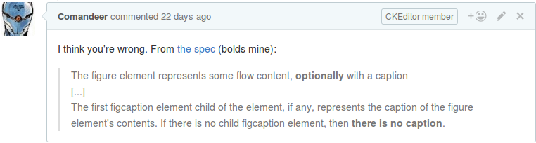 An example of an article comment, showing a few of the most frequently used features: quotes, links and bold